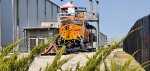 Head On Shot of BNSF 3665 as She Sits Under The Wabtec Emissions Testing Rig.